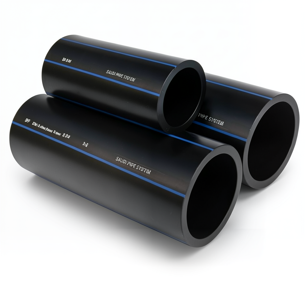 SPS HDPE Pipes PE 80 Pressure 8 Bar 250 mm OD Thickness 14.8 mm Black | Saudi Pipes Systems (SPS)