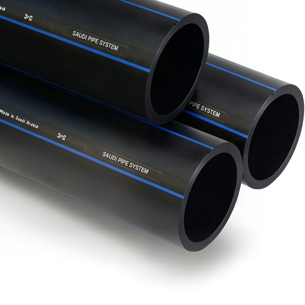 SPS HDPE Pipes PE 80 Pressure 5 Bar Outside Diameter 180 mm Thickness 6.9 mm Black | Saudi Pipes Systems (SPS)