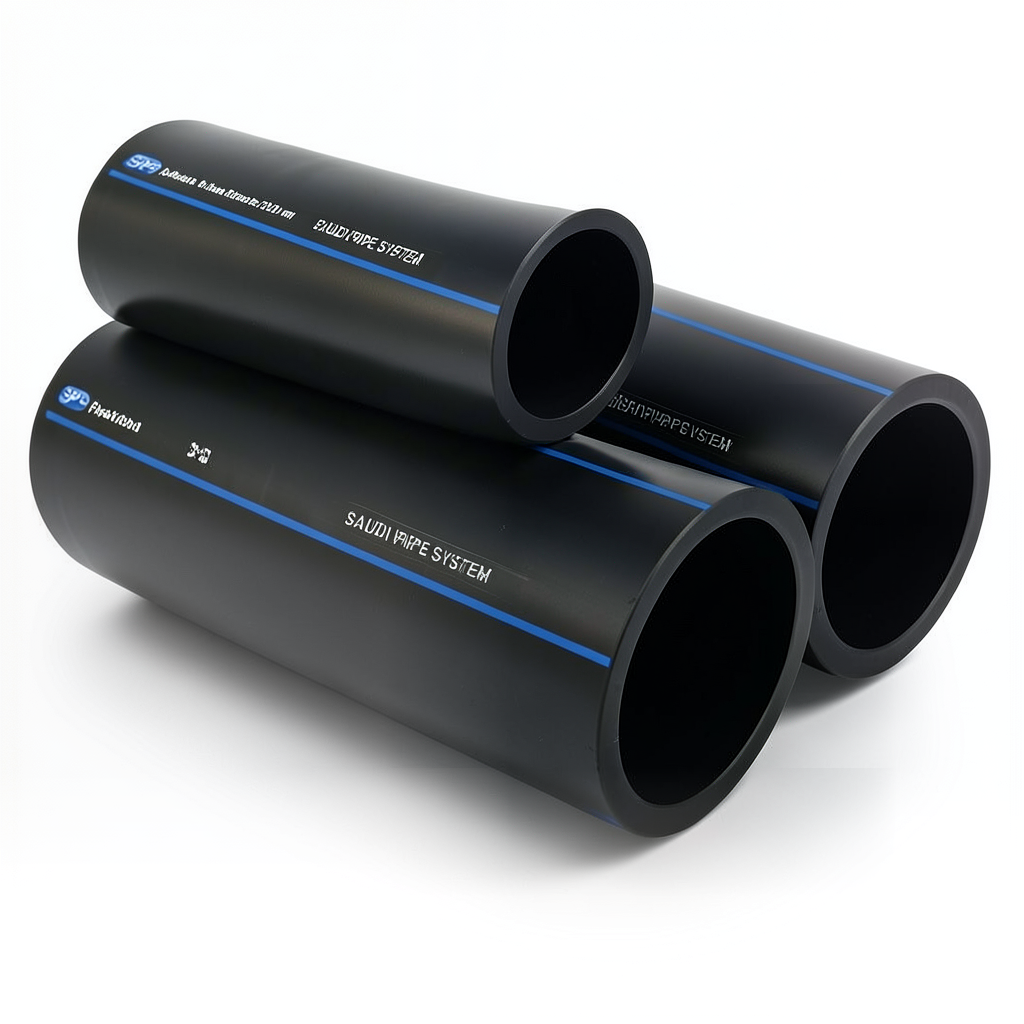 SPS HDPE Pipes PE 80 Pressure 8 Bar Outside Diameter 200 mm Thickness 11.9 mm Black | Saudi Pipes Systems (SPS)