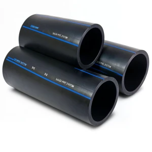 مواسير HDPE السعودي PE 80 ضغط 12.5 بار قطر خارجي 200 مم سمك 18.2 مم لون اسود | مصنع أنظمة الانابيب السعودي (SPS)