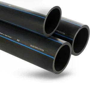مواسير HDPE السعودي PE 80 ضغط 5 بار قطر خارجي 225 مم سمك 8.6 مم لون اسود | مصنع أنظمة الانابيب السعودي (SPS)