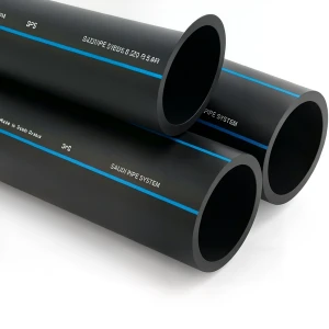 مواسير HDPE PE 80 ضغط 8 بار قطر خارجي 225 مم سمك 13.4 مم لون أسود | مصنع أنظمة الانابيب السعودي (SPS)