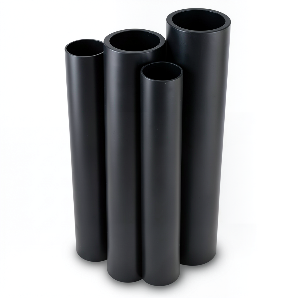 مواسير HDPE بولي ايثيلين عالي الكثافة PE 80 ضغط 8 بار قطر 450 مم سمك 40.9 مم لون أسود