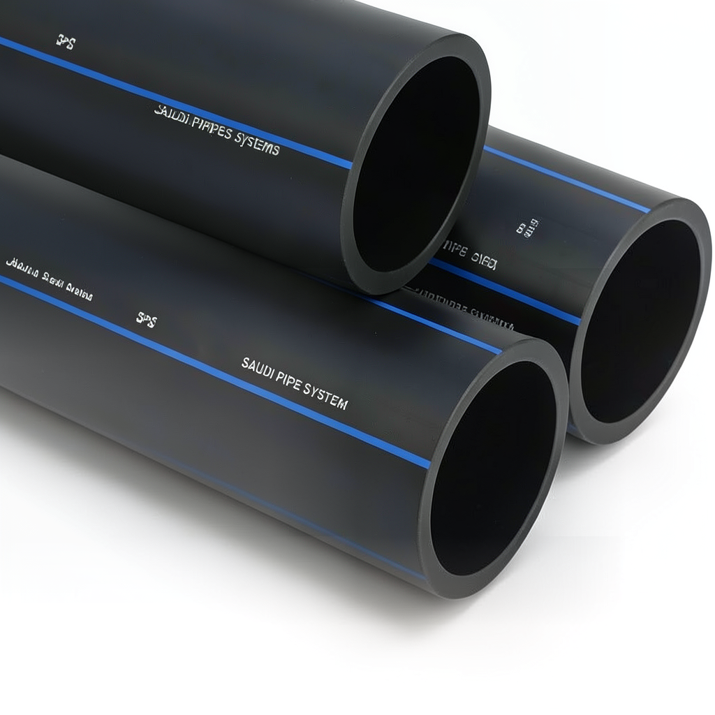 SPS HDPE Pipes PE 80 Pressure 8 Bar 250 mm OD Thickness 14.8 mm Black | Saudi Pipes Systems (SPS)