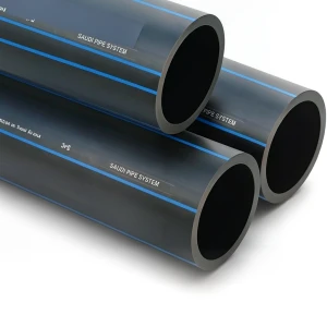 مواسير HDPE السعودي PE 80 ضغط 12.5 بار قطر خارجي 250 مم سمك 22.7 مم لون اسود | مصنع أنظمة الانابيب السعودي (SPS)