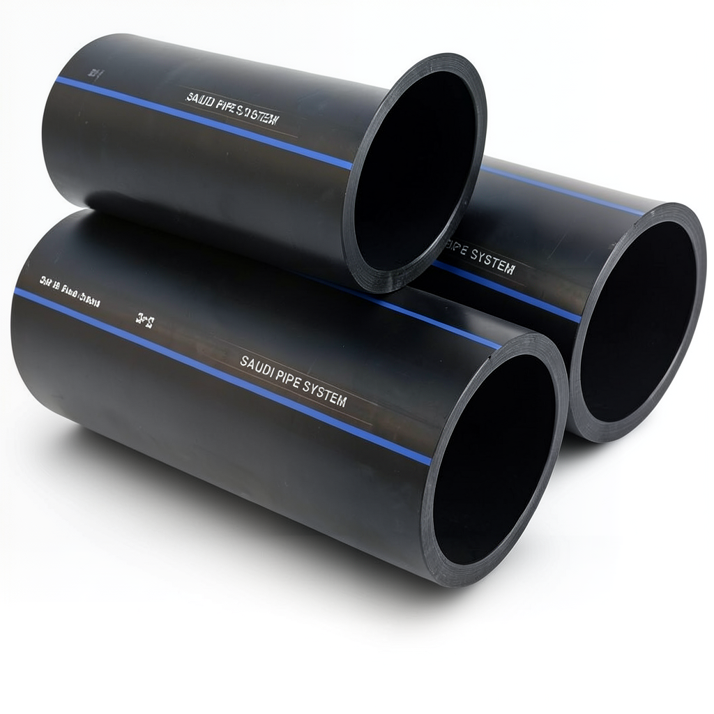 مواسير HDPE السعودي PE 80 ضغط 5 بار قطر خارجي 280 مم سمك 10.7 مم لون اسود | مصنع أنظمة الانابيب السعودي (SPS)