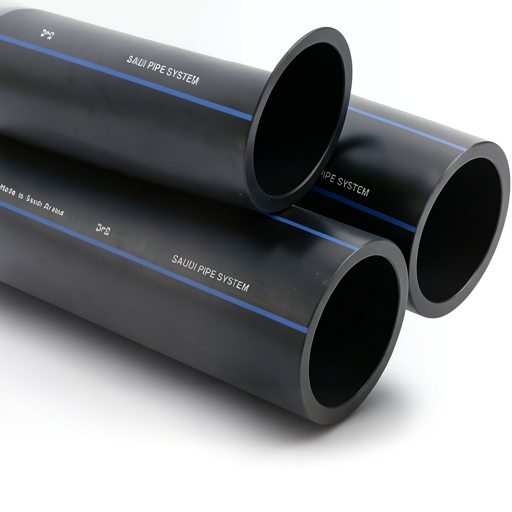 مواسير HDPE السعودي PE 80 ضغط 5 بار قطر خارجي 315 مم سمك 12.1 مم لون اسود | مصنع أنظمة الانابيب السعودي (SPS)