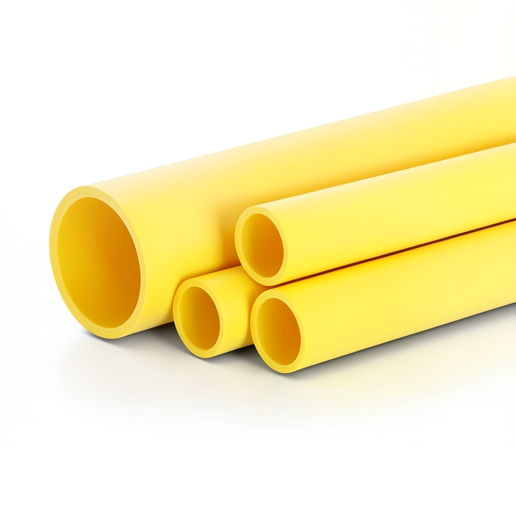أنابيب HDPE PE 100 ضغط 10 بار قطر خارجي 630 مم سمك 57.3 مم لون أصفر