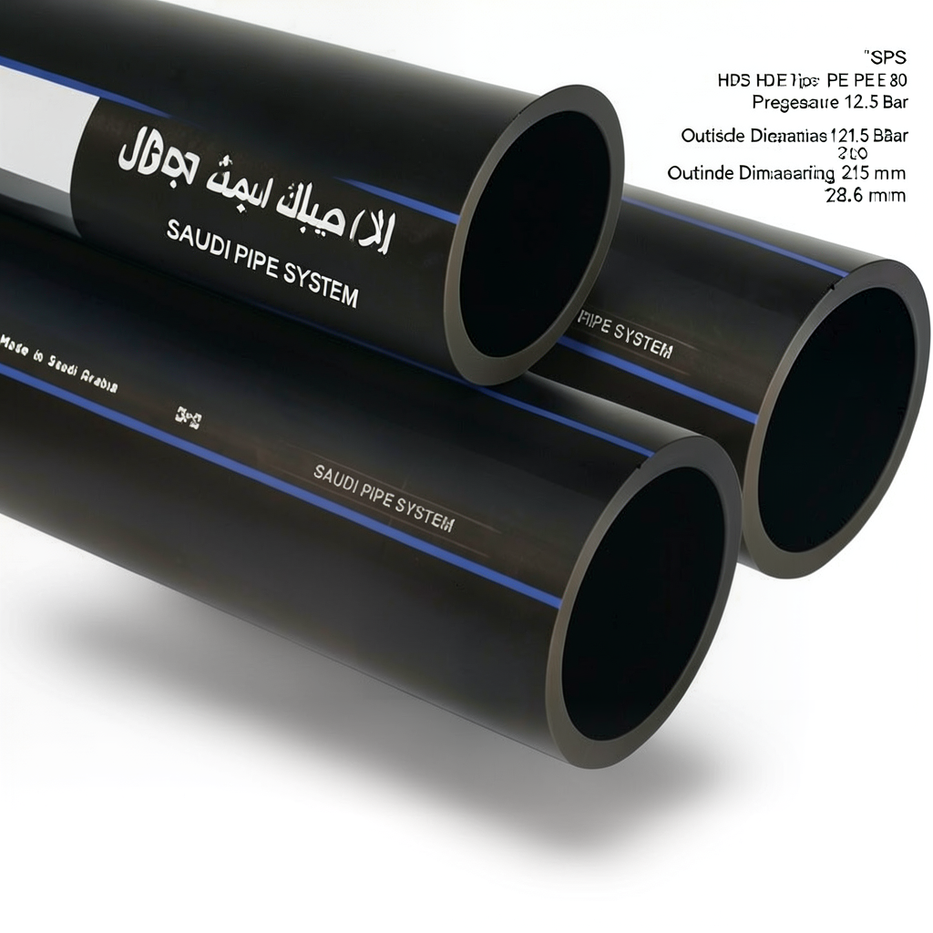 SPS HDPE Pipes PE 80 Pressure 12.5 Bar Outside Diameter 315 mm Thickness 28.6 mm Black | Saudi Pipes Systems (SPS)