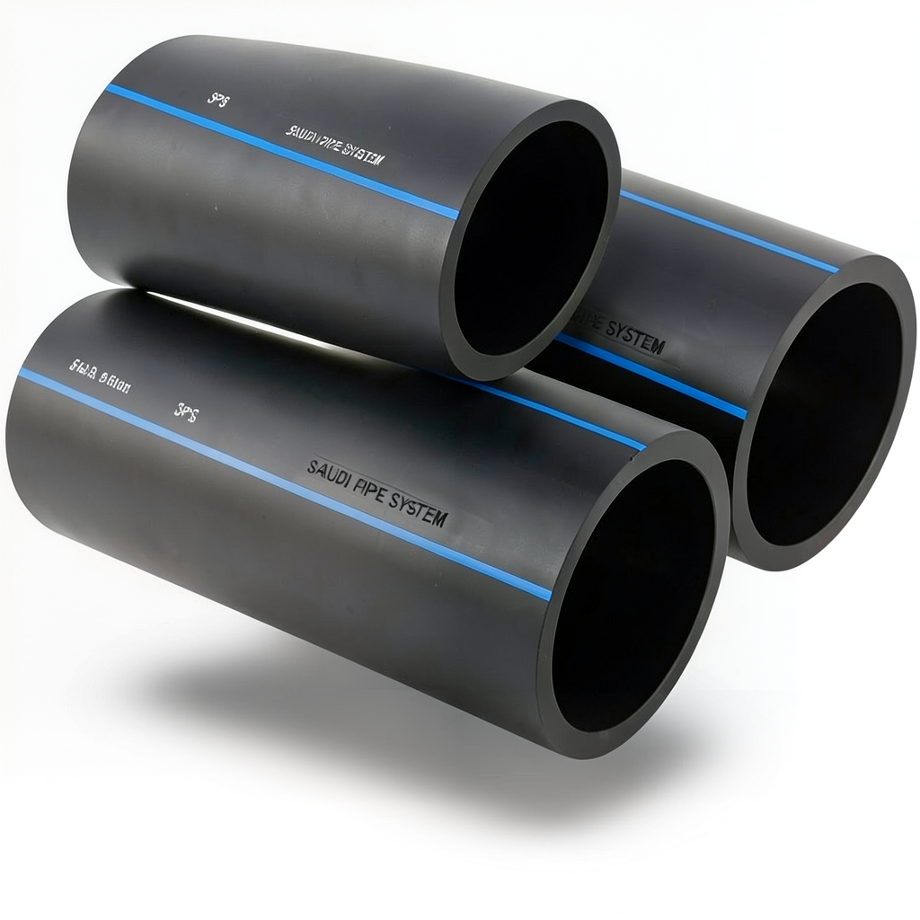 أنابيب HDPE SPS PE 80 ضغط 8 بار قطر خارجي 355 مم سمك 21.1 مم لون أسود | مصنع أنظمة الانابيب السعودي (SPS)