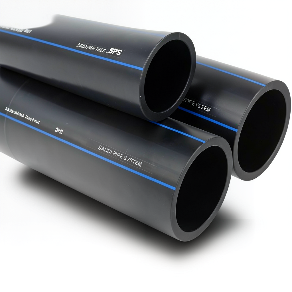 أنابيب HDPE SPS PE 80 ضغط 8 بار قطر خارجي 355 مم سمك 21.1 مم لون أسود | مصنع أنظمة الانابيب السعودي (SPS)