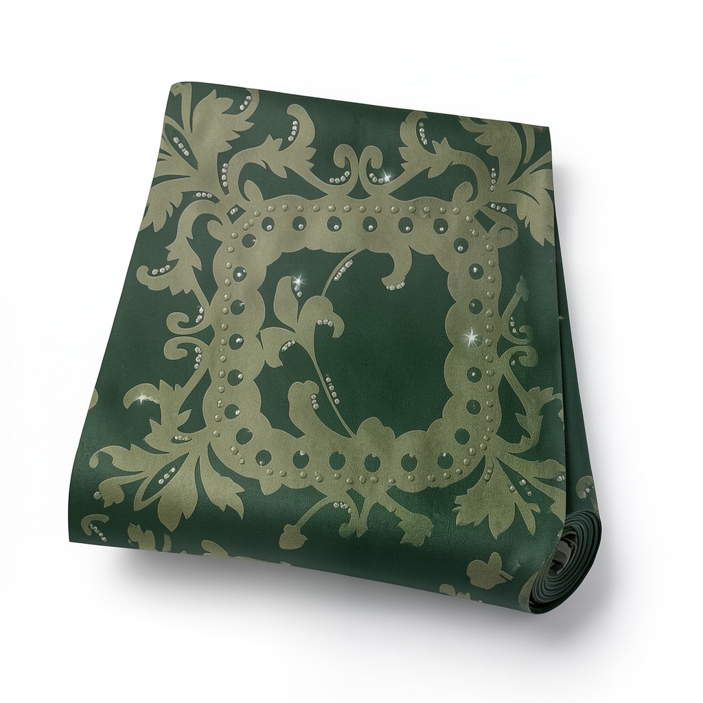 Patterned Wallpaper 10 m x 0.70 m Dark Green, Model 13060