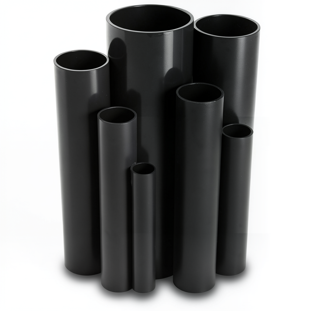 مواسير UPVC ضغط اسمي 16 بار قطر خارجي 225 مم سمك 16.7 مم لون اسود