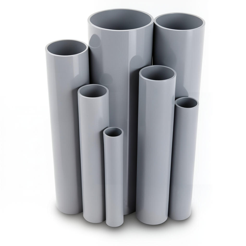مواسير UPVC جدول 40 مقاس ½ إنش سمك 2.8 مم لون رمادي