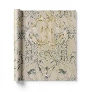 ورق جدران ايطالي تصميم نقشات 10 م×0.70 م لون بيج