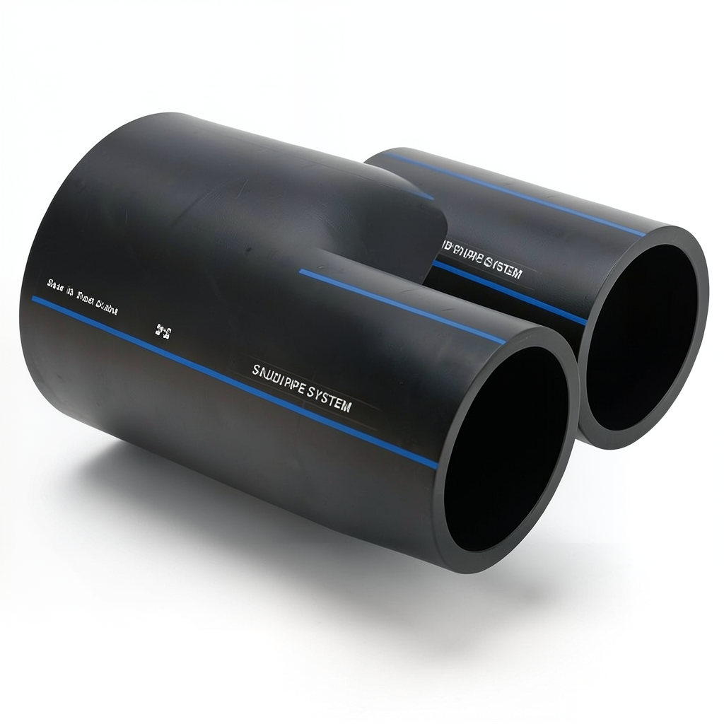 مواسير HDPE السعودي PE 80 ضغط 5 بار قطر خارجي 450 مم سمك 17.2 مم لون أسود | مصنع أنظمة الانابيب السعودي (SPS)