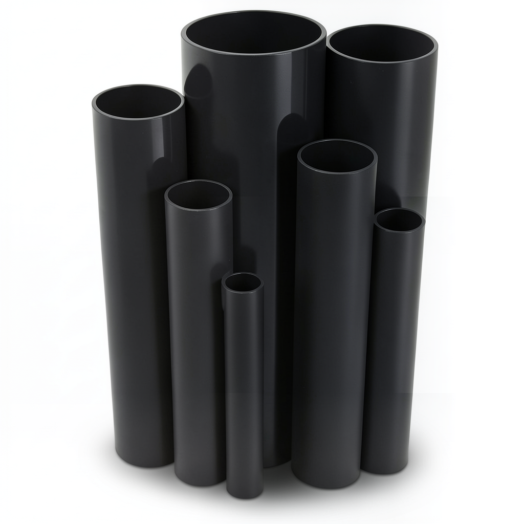 مواسير UPVC جدول 40 مقاس ½ إنش سمك 2.8 مم لون أسود