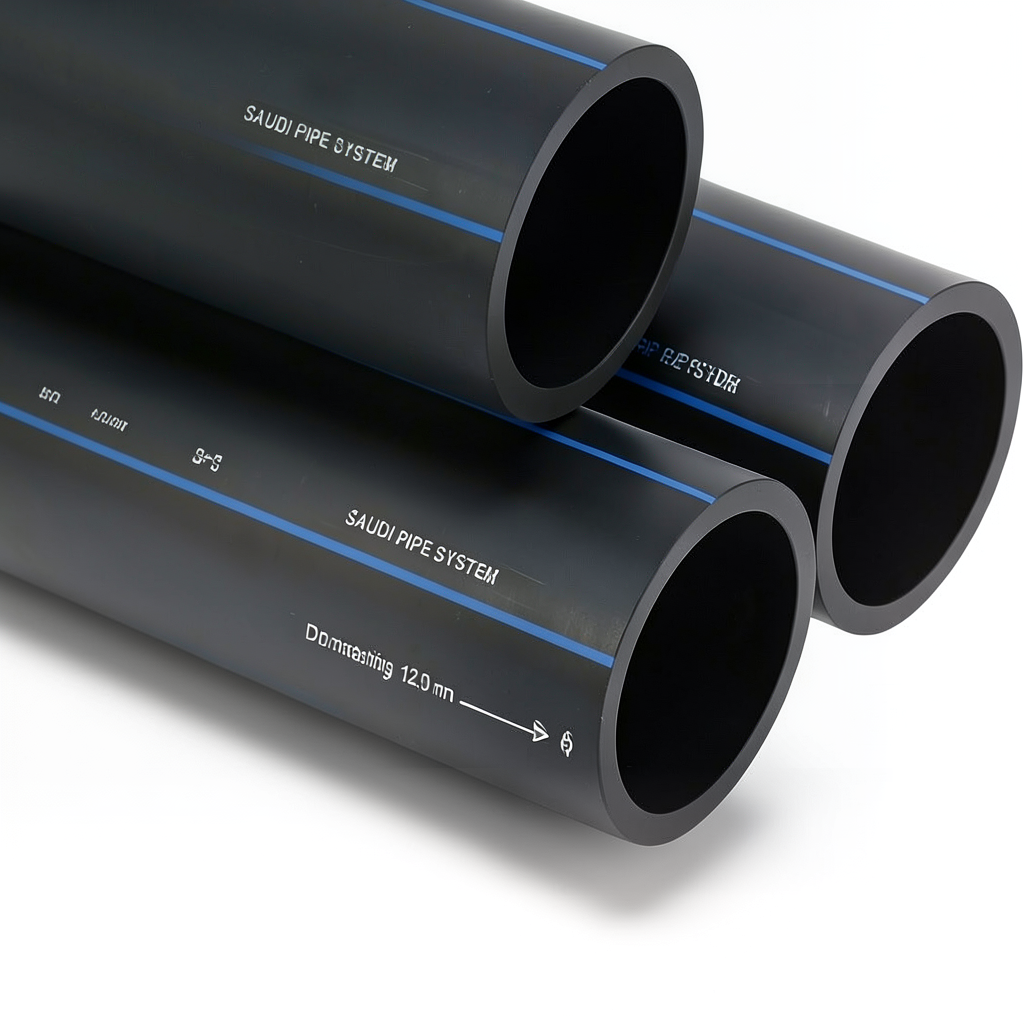 مواسير SPS HDPE PE 80 ضغط 12.5 بار قطر 450 مم سمك 40.9 مم أسود | مصنع أنظمة الانابيب السعودي (SPS)