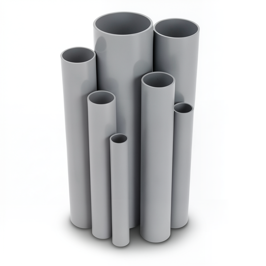 مواسير UPVC جدول 40 مقاس 1 إنش سمك 3.4 مم لون رمادي