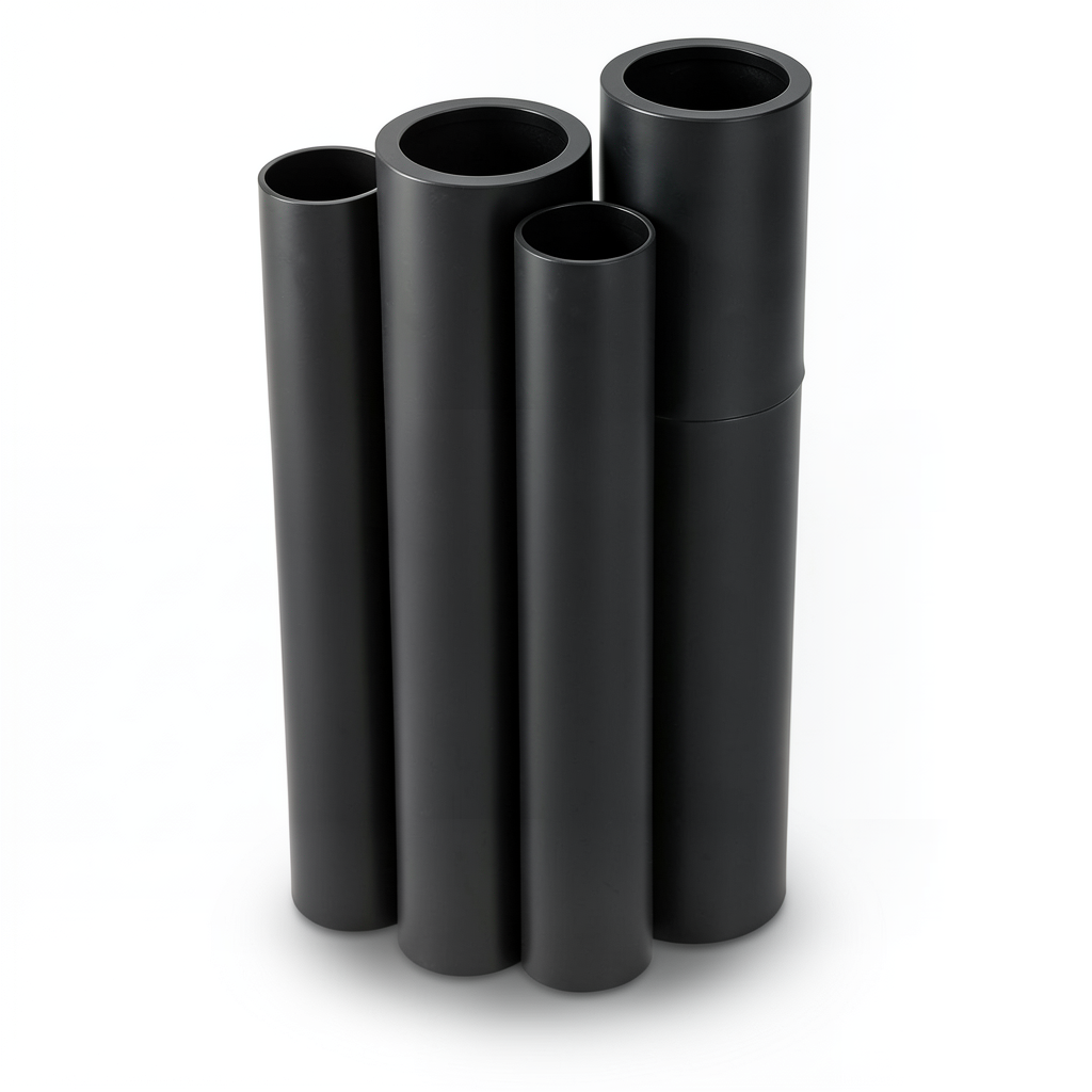 أنابيب HDPE PE 80 ضغط 8 بار قطر خارجي 630 مم سمك 37.4 مم لون أسود