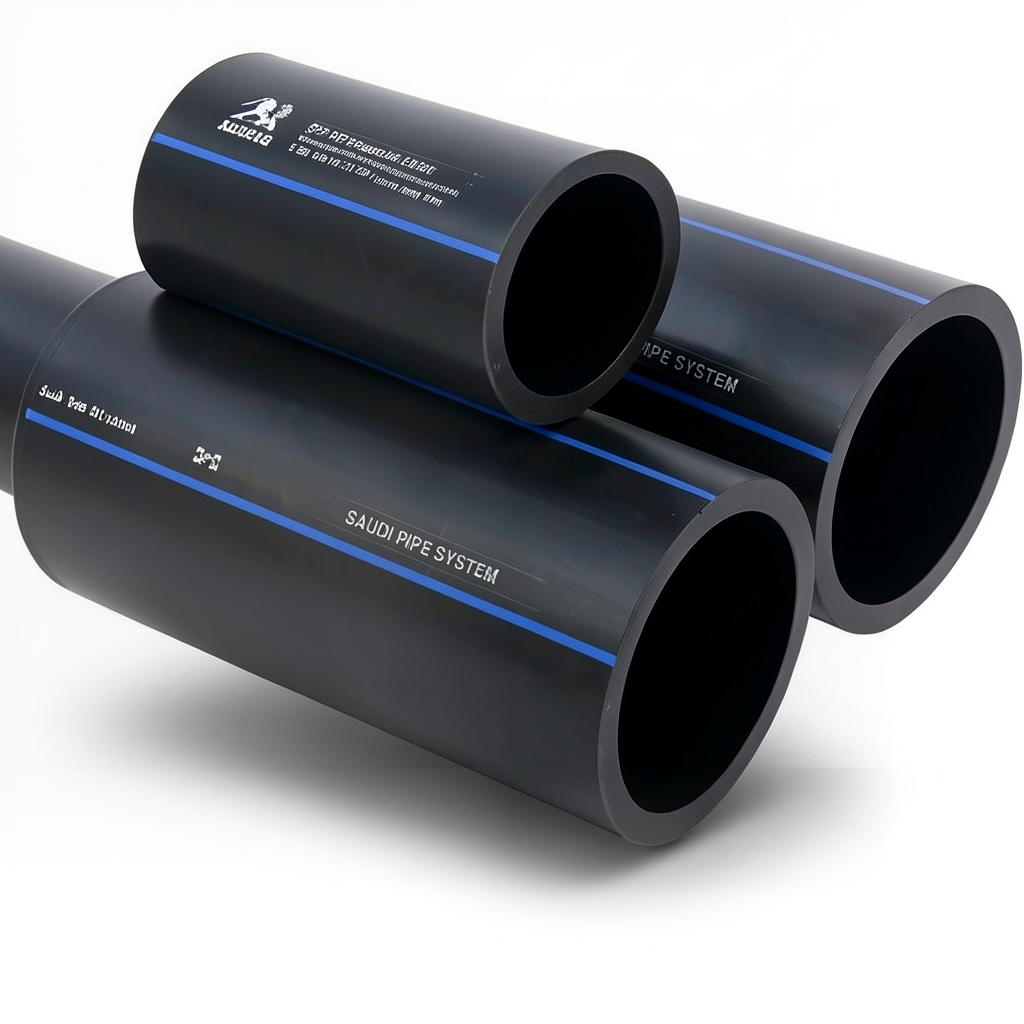 مواسير HDPE السعودي PE 80 ضغط 5 بار قطر خارجي 450 مم سمك 17.2 مم لون أسود | مصنع أنظمة الانابيب السعودي (SPS)