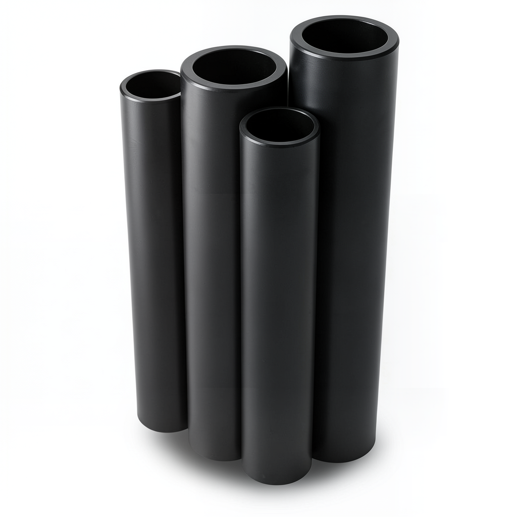 مواسير HDPE PE 80 ضغط 8 بار سمك 10.7 مم قطر خارجي 180 مم لون أسود
