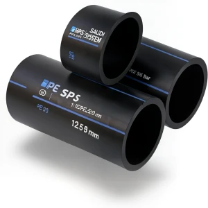 مواسير HDPE السعودي PE 80 ضغط 12.5 بار قطر خارجي 500 مم سمك 45.4 مم لون اسود | مصنع أنظمة الانابيب السعودي (SPS)