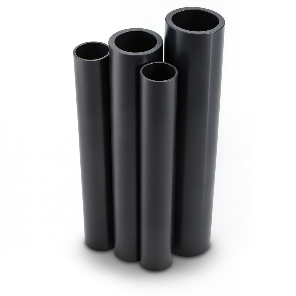 مواسير HDPE PE 80 ضغط 8 بار سمك 10.7 مم قطر خارجي 180 مم لون أسود