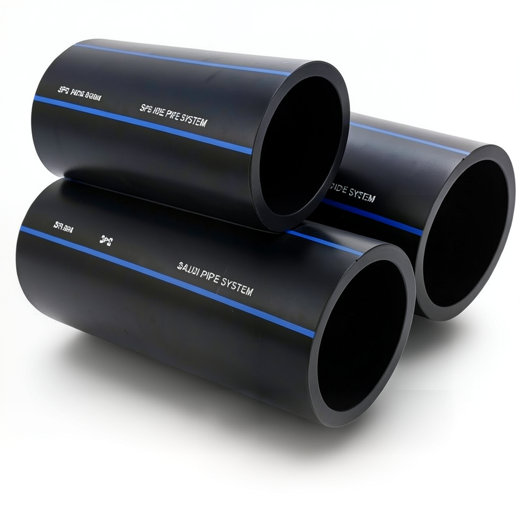 SPS HDPE Pipes PE 80 Pressure 5 Bar Outside Diameter 630 mm Thickness 24.1 mm Black | Saudi Pipes Systems (SPS)