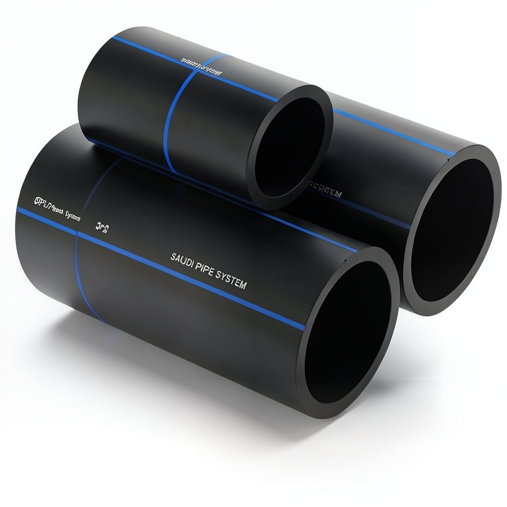 مواسير HDPE السعودي PE 80 ضغط 12.5 بار مقاس 630 مم سمك 57.2 مم لون اسود | مصنع أنظمة الانابيب السعودي (SPS)