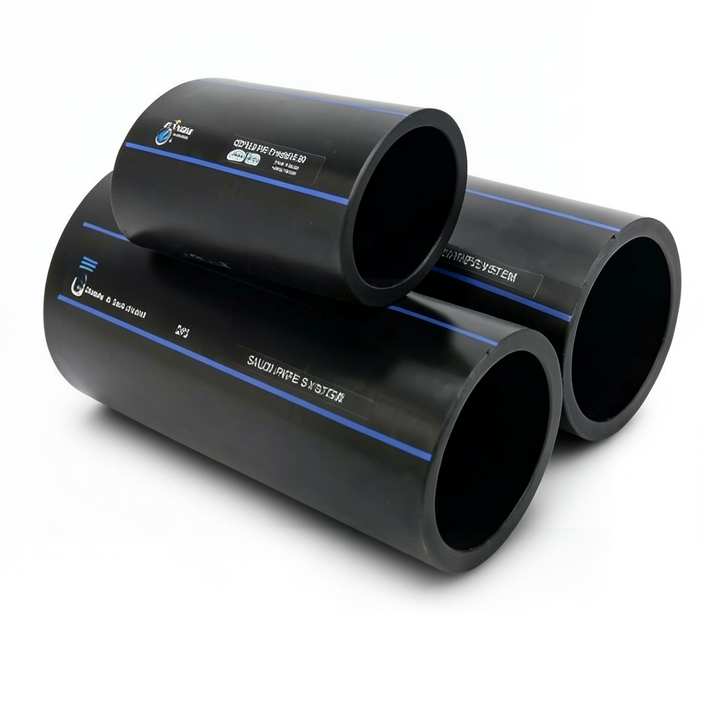 SPS HDPE Pipes PE 80 Pressure 8 Bar Outside Diameter 630 mm Thickness 37.4 mm Black | Saudi Pipes Systems (SPS)