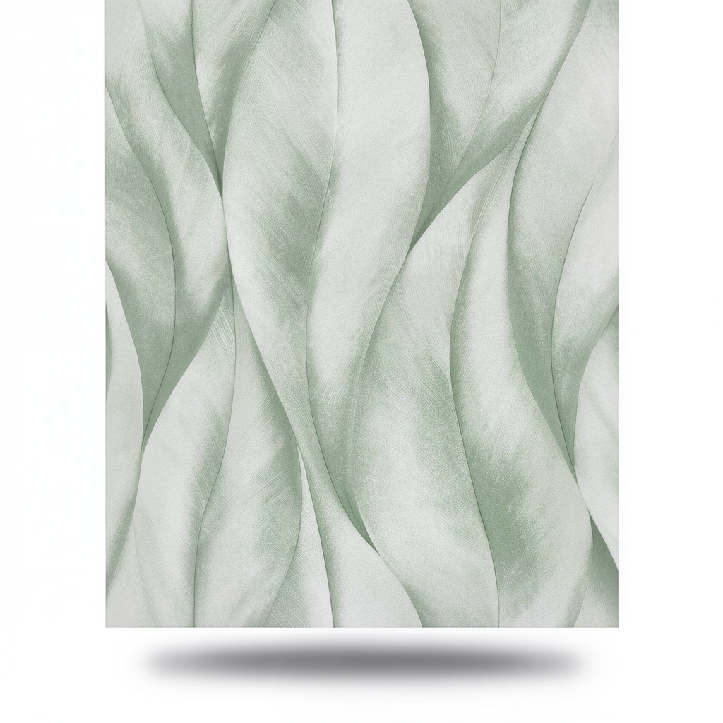 German Wavy Wallpaper 10m x 0.53m Green, Model 10148-07