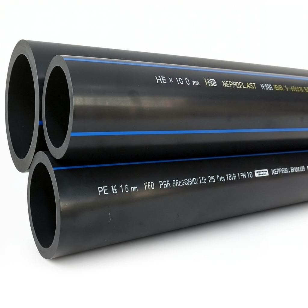 أنابيب HDPE PE 100 ضغط 20 بار قطر خارجي 16 مم سمك 1.8 مم لون أسود | نيبروبلاست