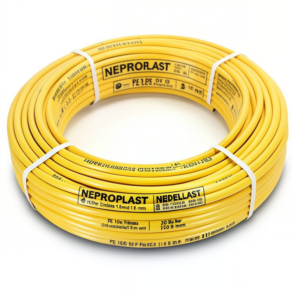 أنابيب HDPE PE 100 ضغط 20 بار قطر خارجي 16 مم سمك 1.8 مم لون أصفر | نيبروبلاست