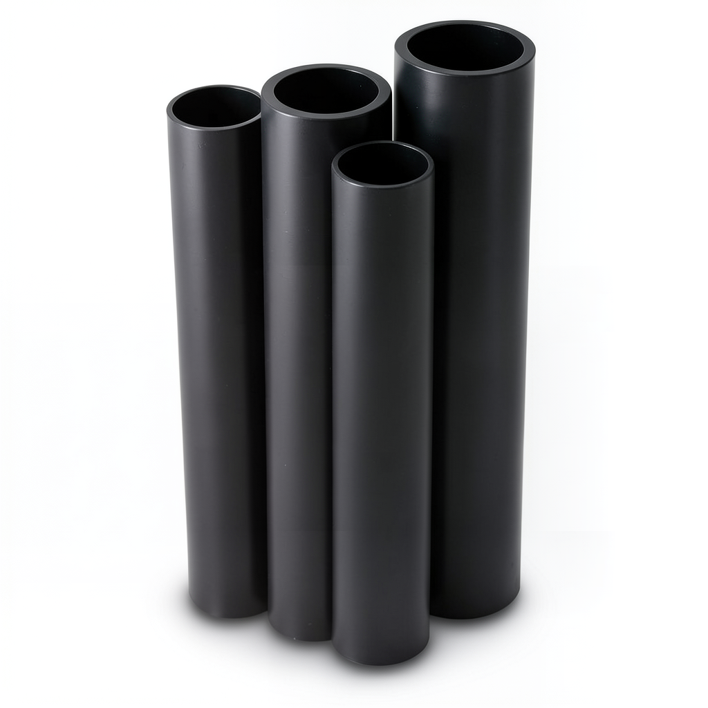 مواسير HDPE PE 100 ضغط 10 بار قطر خارجي 630 مم سمك 37.4 مم لون أسود
