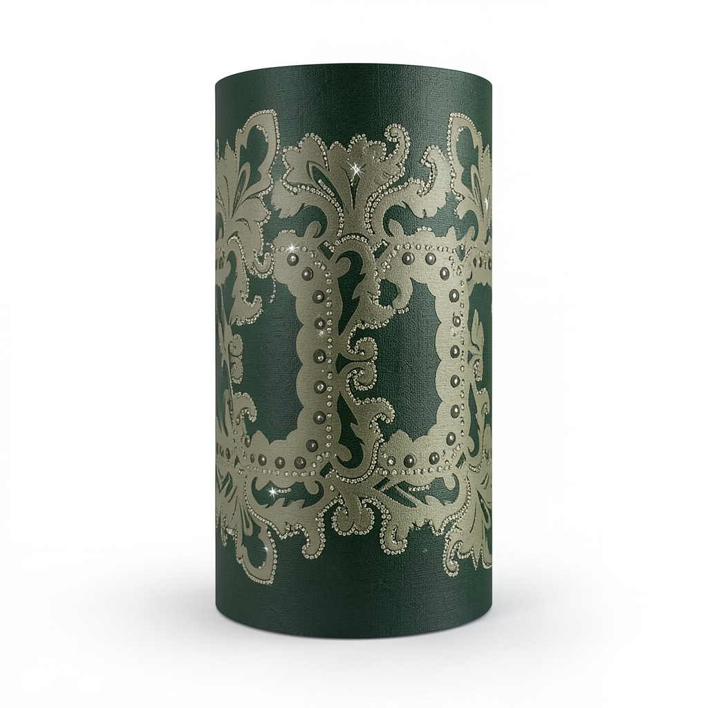 Patterned Wallpaper 10 m x 0.70 m Dark Green, Model 13070