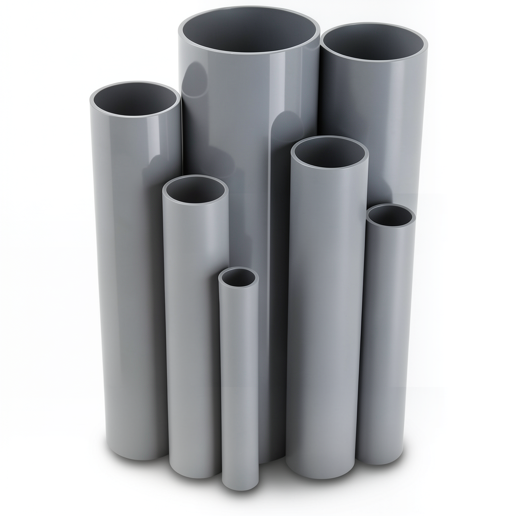 مواسير UPVC جدول 40 مقاس ¼ 1 إنش سمك 3.6 مم لون رمادي
