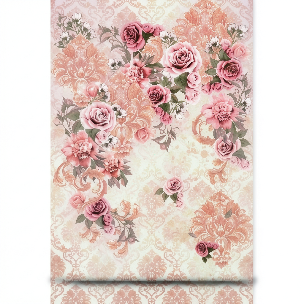 Italian Wallpaper 10m x 0.73m Multicolored Floral Design, Model 25201