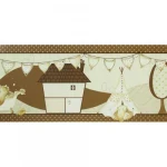 British wallpaper for youth and children, size 10 m x 0.53 m, beige and brown color, model 70130  
