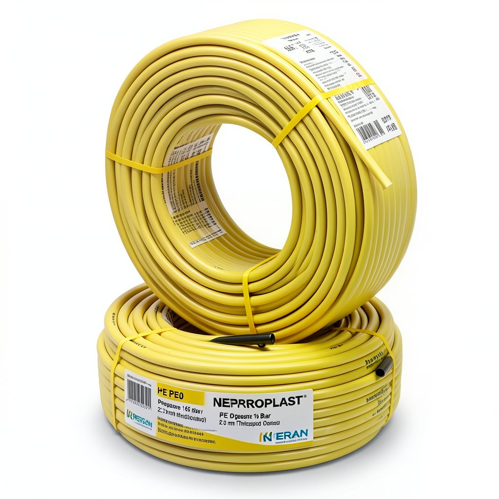 أنابيب HDPE PE 80 ضغط 16 بار قطر 20 مم سمك 2.3 مم لون أصفر | نيبروبلاست