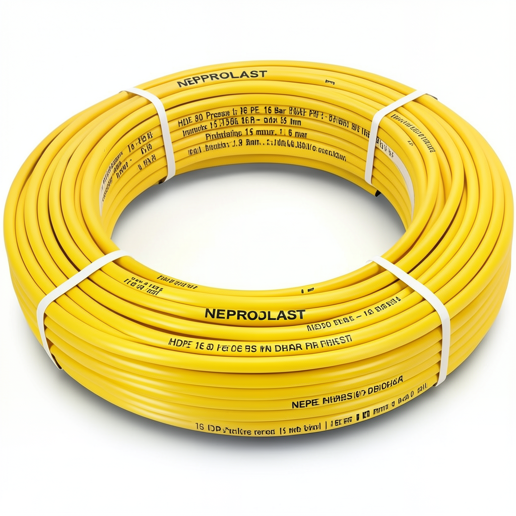 أنابيب HDPE PE 80 ضغط 16 بار قطر 16 مم سمك 1.8 مم لون أصفر | نيبروبلاست