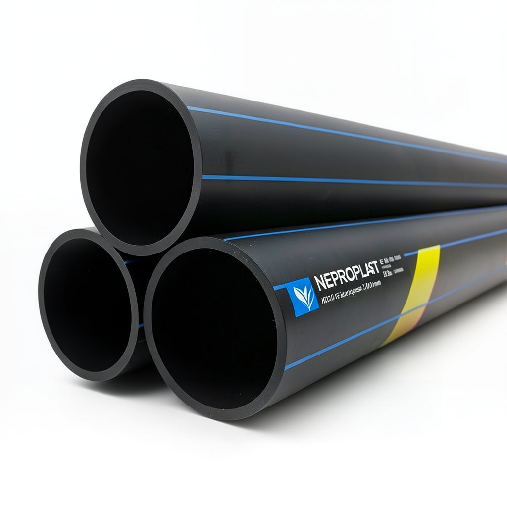 مواسير HDPE PE 100 ضغط 20 بار قطر خارجي 160 مم سمك 17.9 مم لون أسود | نيبروبلاست