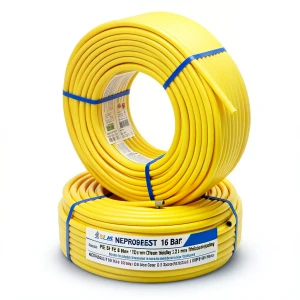 أنابيب HDPE PE 80 ضغط 16 بار قطر 20 مم سمك 2.3 مم لون أصفر | نيبروبلاست