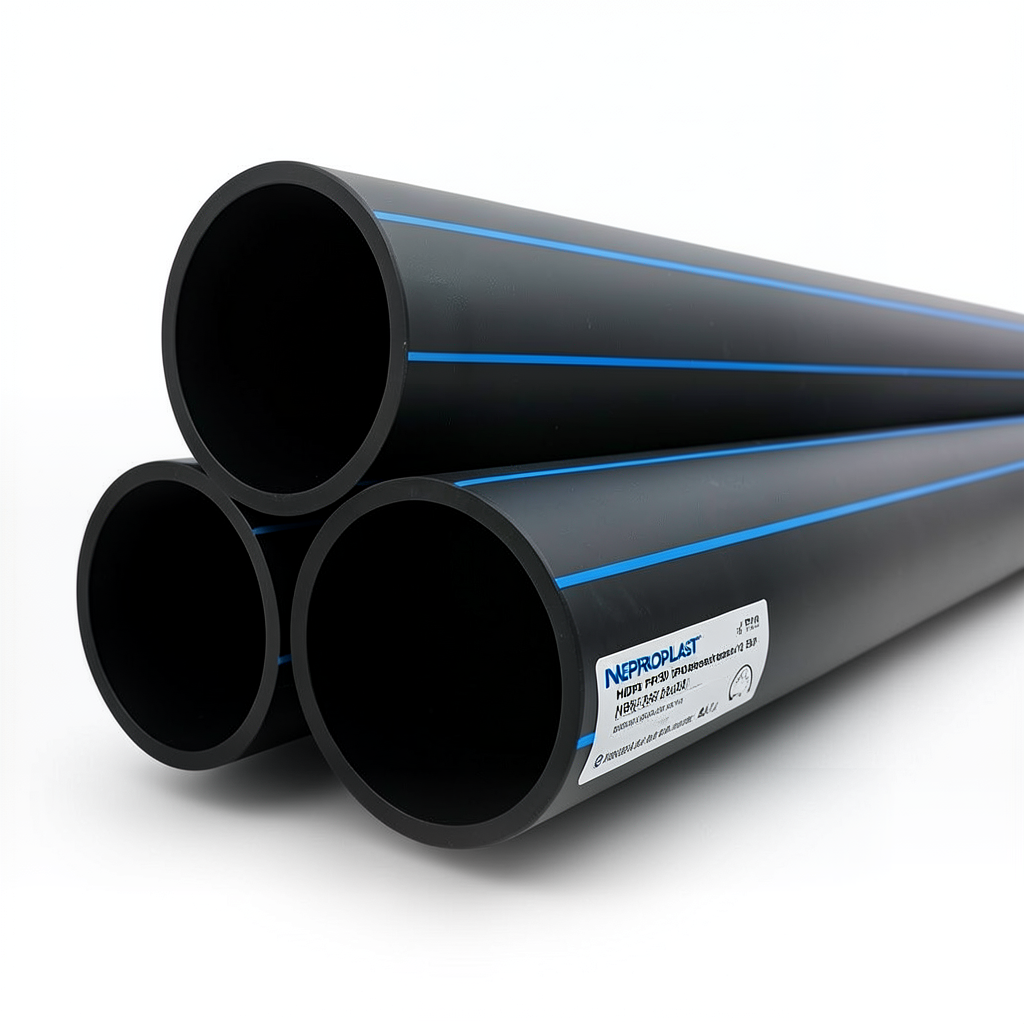 مواسير HDPE نيبروبلاست PE 80 ضغط 16 بار قطر خارجي 200 مم سمك 22.4 مم لون أسود | نيبروبلاست