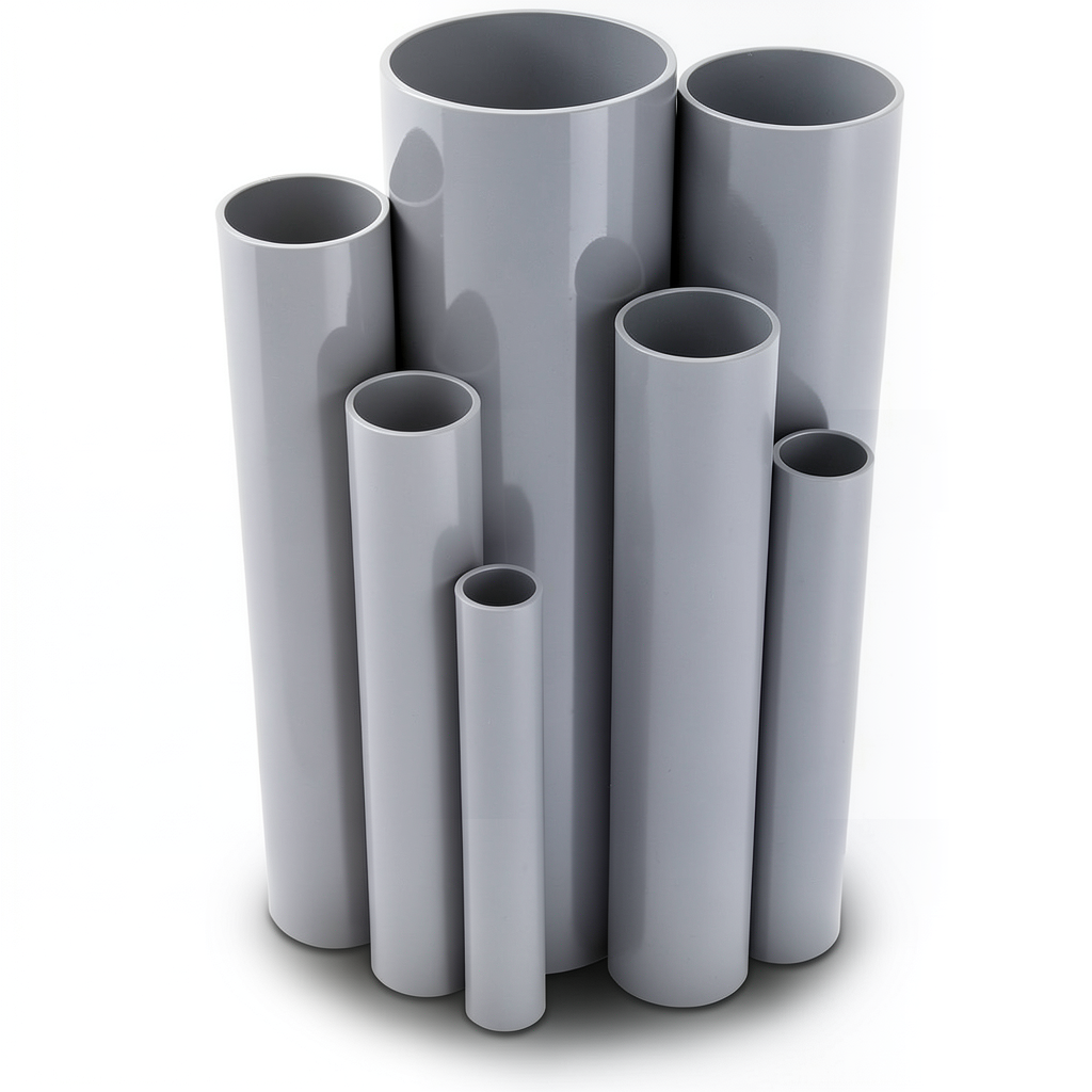 مواسير UPVC جدول 80 مقاس 1 إنش سمك 4.6 مم لون رمادي