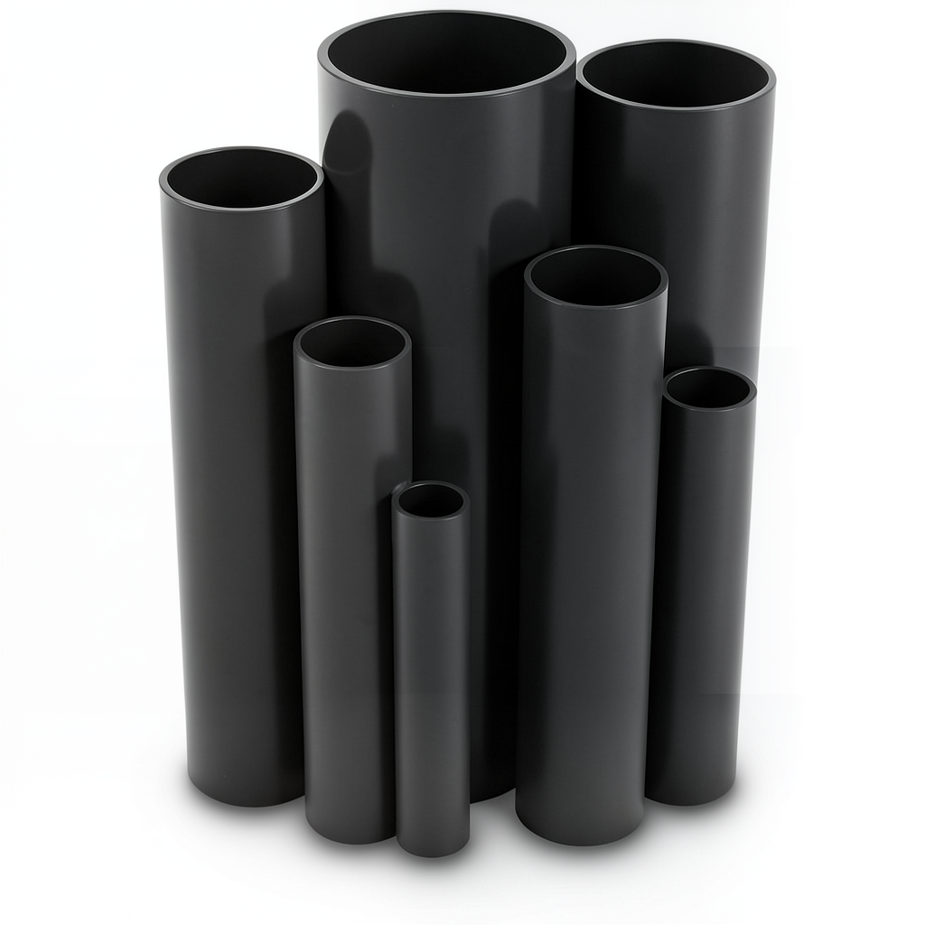 مواسير UPVC ضغط 6 بار قطر خارجي 250 مم سمك 7.3 مم لون اسود