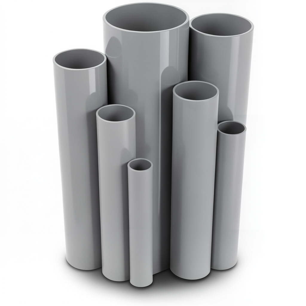 مواسير UPVC جدول 80 مقاس 1¼ إنش سمك 4.9 مم لون رمادي