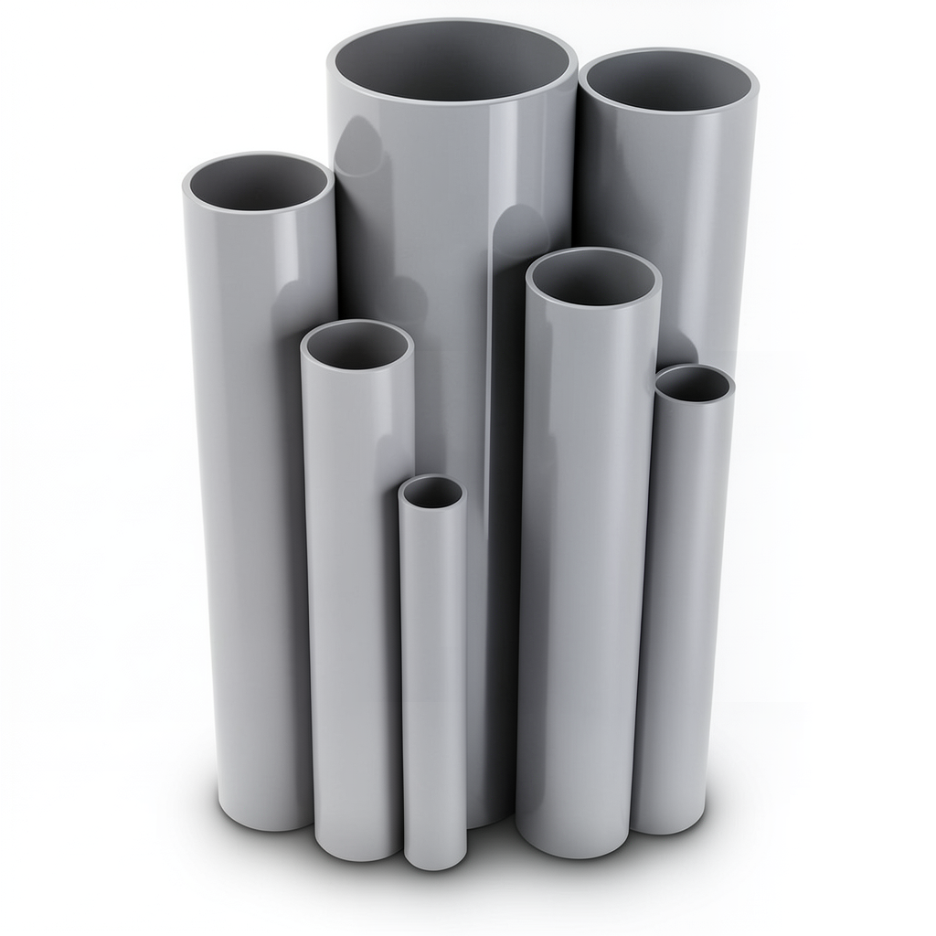 مواسير UPVC جدول 80 مقاس ½ 1 إنش سمك 5.10 مم لون رمادي