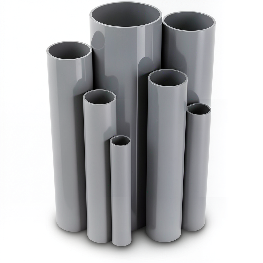 مواسير UPVC ضغط 10 بار قطر خارجي 250 مم سمك 11.9 مم رمادي