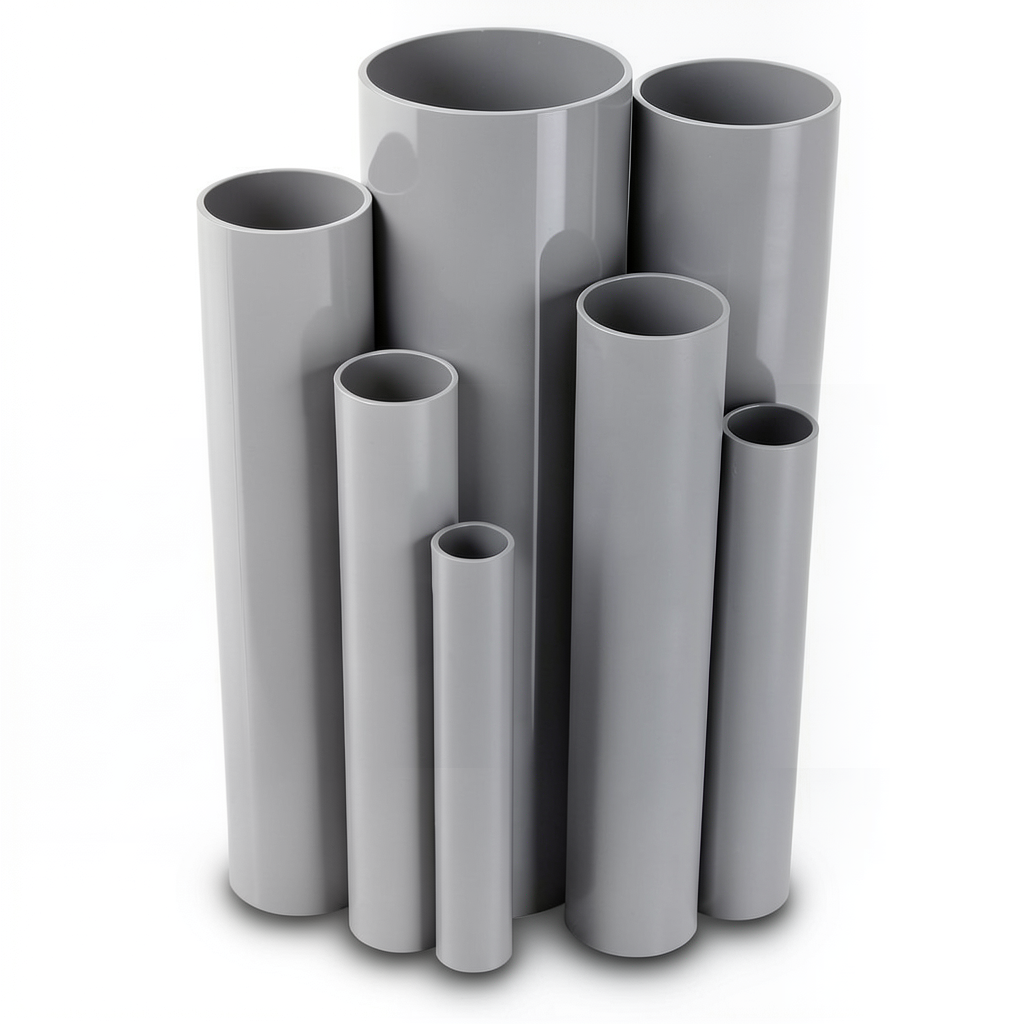 مواسير UPVC جدول 80 مقاس 1 إنش سمك 4.6 مم لون رمادي